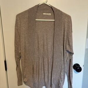 Rewind Taupe Open Front Cardigan Sweater XL Cozy Neutral Layer